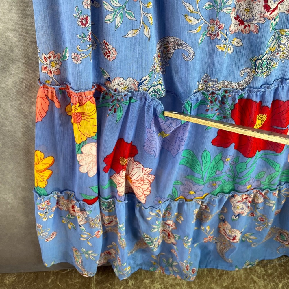 Figueroa & Flower Tiered Maxi Dress Women XL Blue Floral Smocked Boho F800153C10 - Picture 2 of 9
